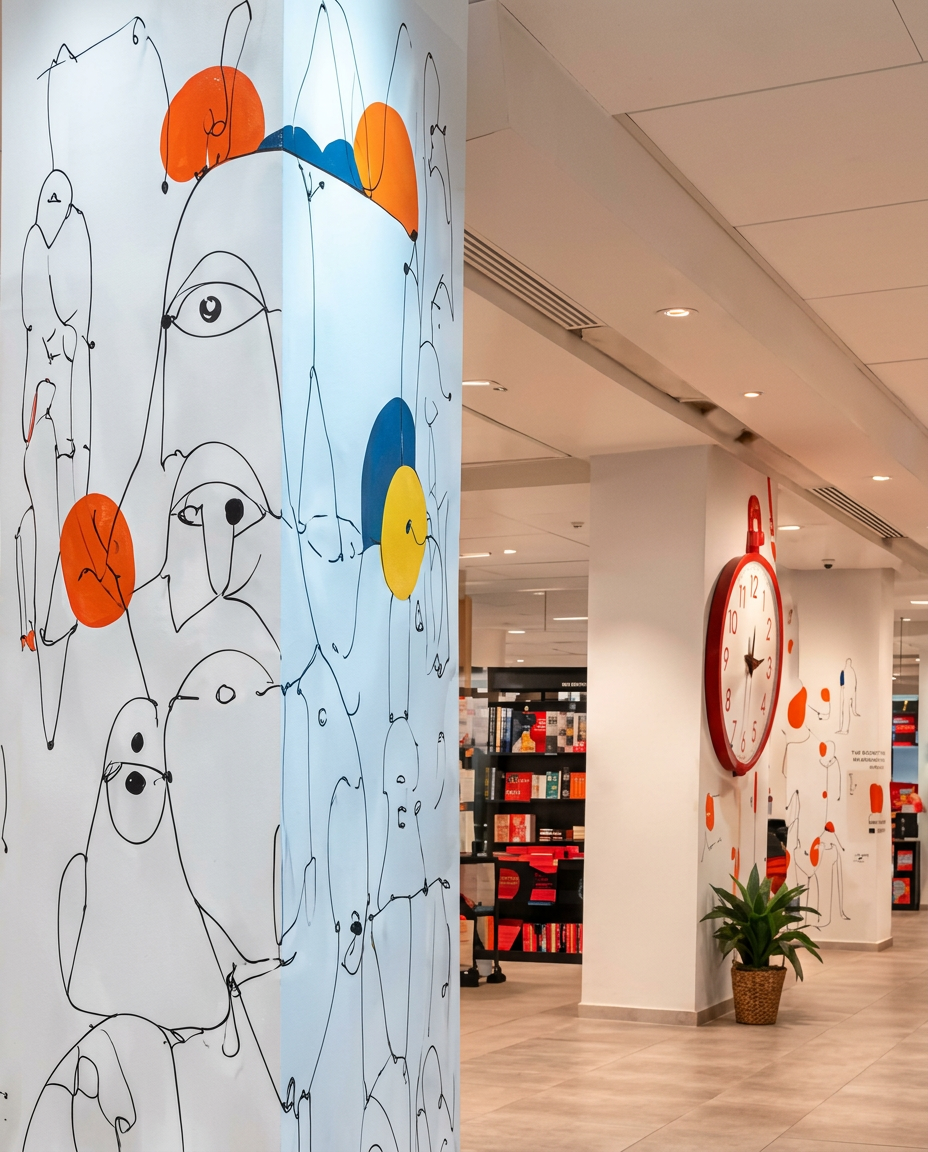 Colonnes peintures de visages au trait